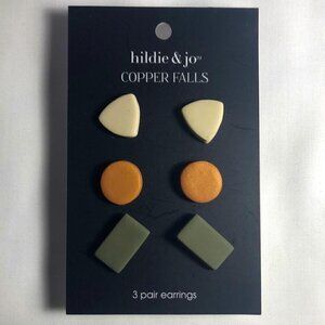 🐈‍ 3/$15 - Tan taupe Polymer Shapes 3-pair earrings new